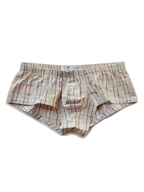 Mens Plaid Front Pouch Boxer Shorts
