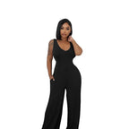 Women's High-stretch Ribbed Long-sleeve Jumpsuit Set