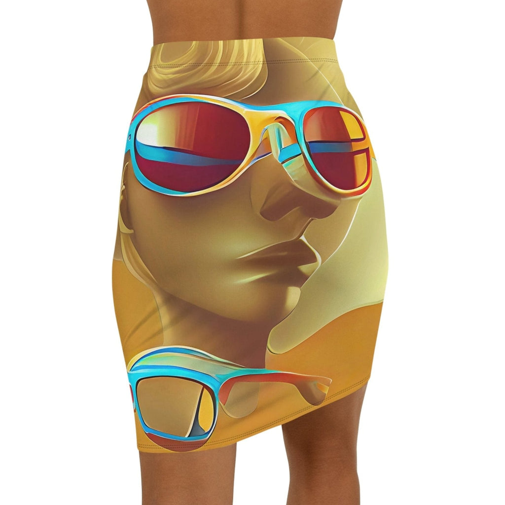 Retro Cool Orange - Womens Pencil Skirt