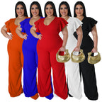 New Multi-color Lotus-leaf Women's Wide-leg Pants