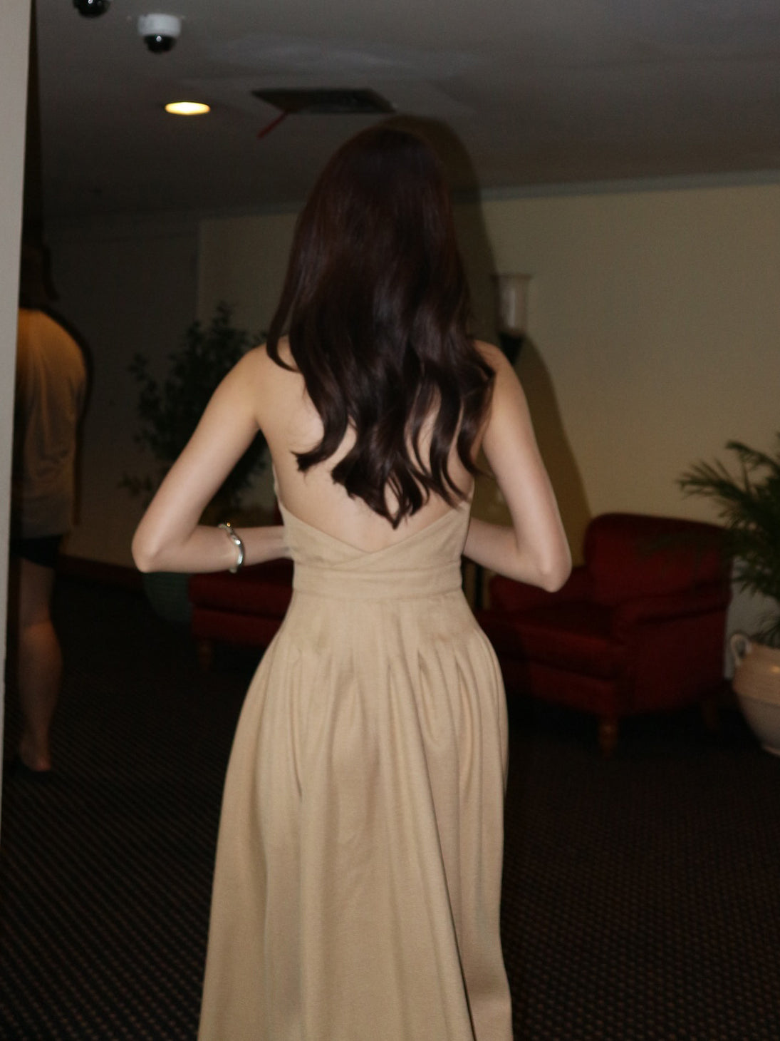 Commuter Single-breasted Backless Solid Color Shirt Dress