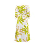 Women's Loose-Fit Casual Waist-Cinching Printed Long-Sleeve Dress With Drawstring