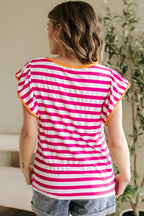 Rose Red Striped Blouse Women UK | Casual Summer