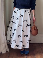 Elegant Bow Midi Skirt - High Waist Bodycon Skirt for Women