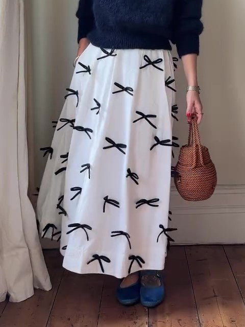 Elegant Bow Midi Skirt - High Waist Bodycon Skirt for Women