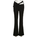 Hipster Street Hollow-out Fashion High Waist Slimming Pearl Chain Casual Trousers