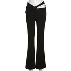 Hipster Street Hollow-out Fashion High Waist Slimming Pearl Chain Casual Trousers