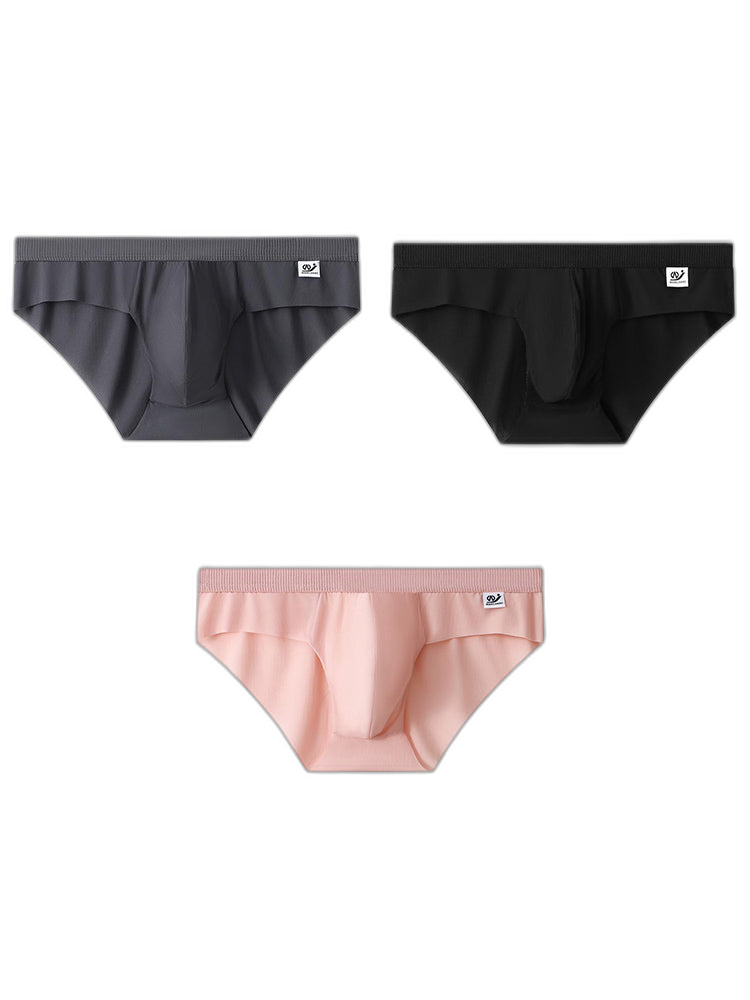 3 Pack Men's Ultra-Thin Breathable Ribbed Ice Silk Briefs