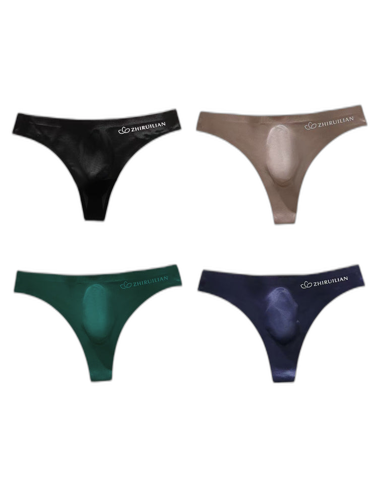 4-pack Men's Sexy Solid Color Letter Seamless Thong