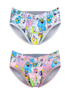 2 Pack Men's Playful Cartoon No-Tag Comfortable and Breathable Briefs
