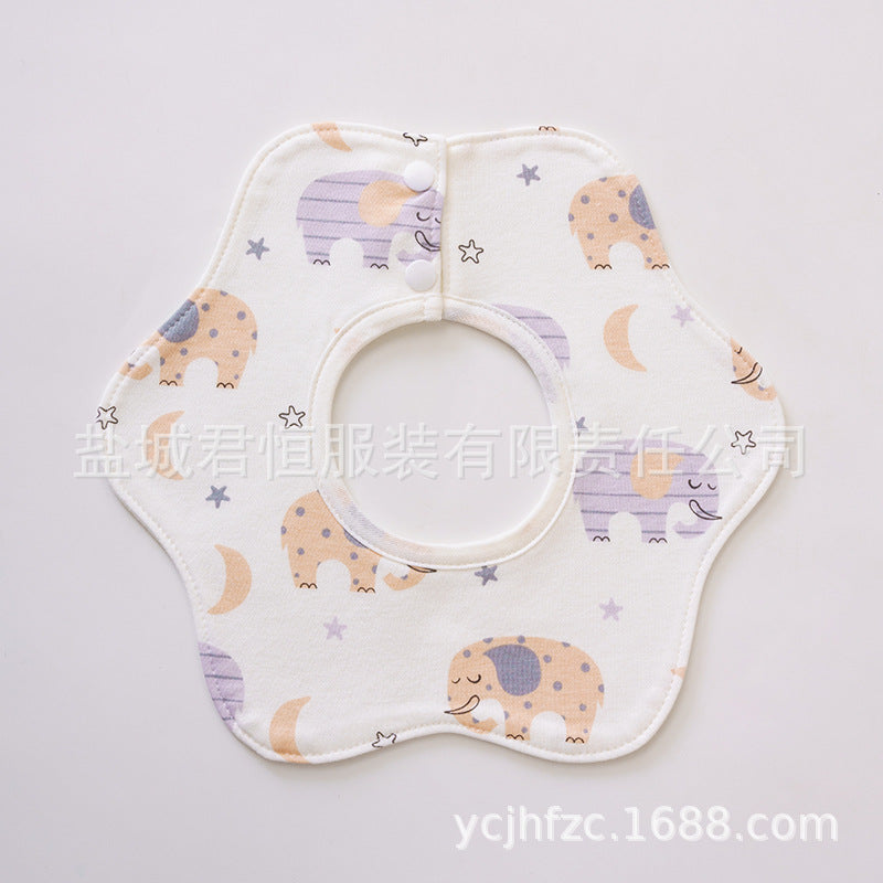 Pure Cotton 360° Rotatable Baby Bib - Petal-Shaped Drool Bib