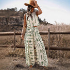 Women's Sleeveless Printed Pants Fashionable Two-Piece Set