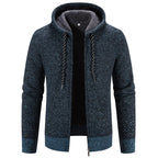 Winter Coat Zipper Closure Solid Color Long Sleeves Drawstring With Hat Keep Warm Casual Thicken Plush Sweater Coat For Daily
