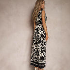 Women's Fashionable Casual V-Neck Printed Sleeveless Jumpsuit