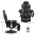 Electric Massage Gaming Chair with Cup Holder and Side Pouch-Black