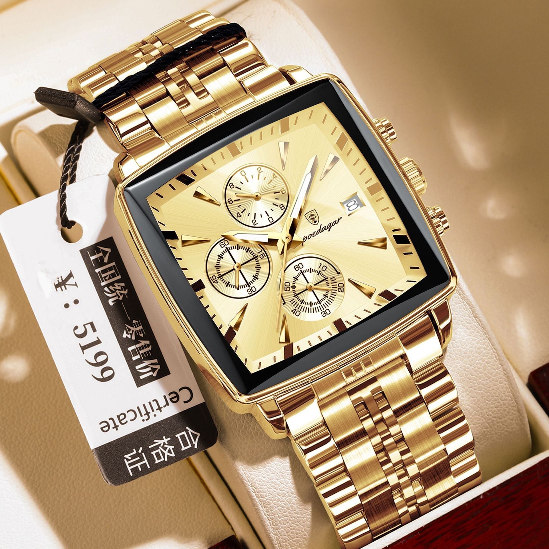 Square Men's Watch Multifunctional Business Quartz