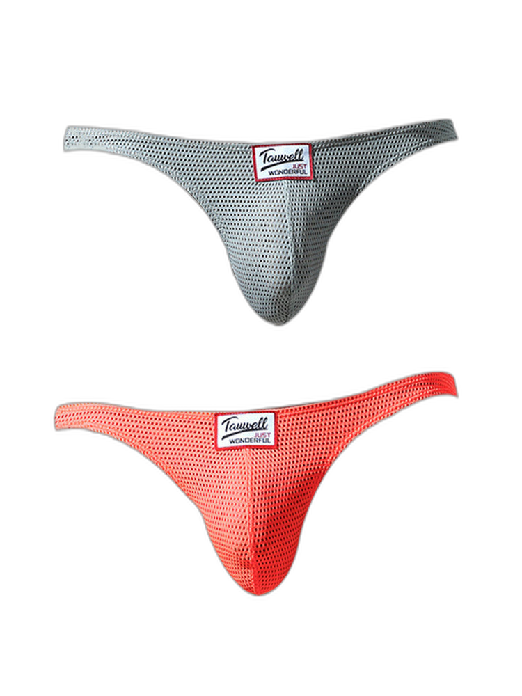 2 Pack Men's Sexy Breathable Mesh Thongs with High Stretch