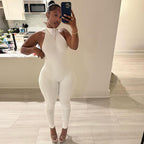 Autumn And Winter New Sexy Babe Backless Halter Tie Jumpsuit