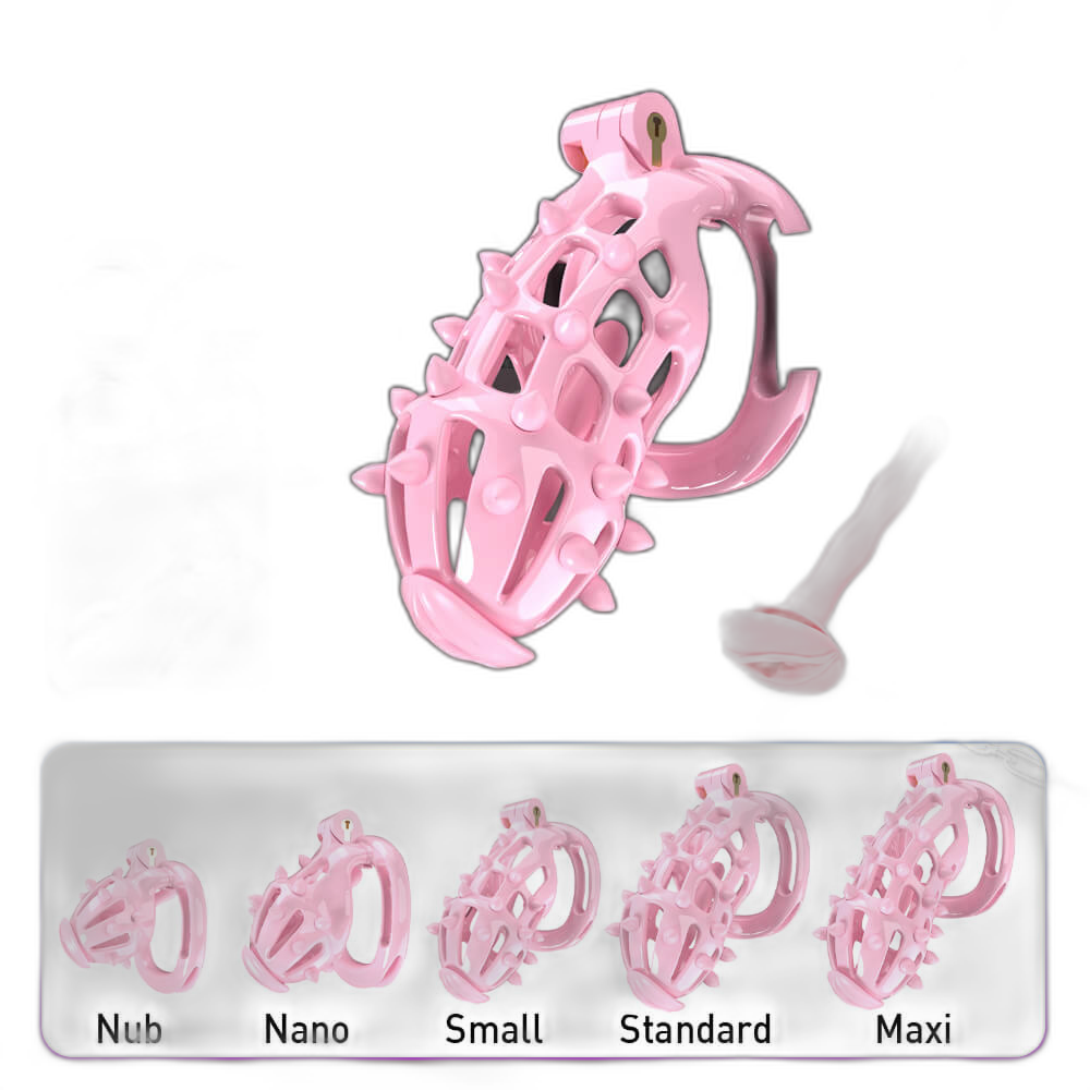 Gorse - Spiked Chastity Cage With Belt and Catheter