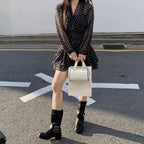 Elegant Waist-cinching Short Skirt French-style Dress For Women