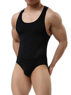 Mens Sexy Sheer Mesh Wrestling Bodysuit
