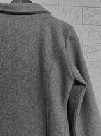 Women's Casual Tweed Coat - Solid Color Mid-Length H-Silhouette Button Front Long Sleeve