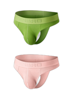 2 Pack Men's Ribbed Butt-Lifting U-Pouch Sexy Thong
