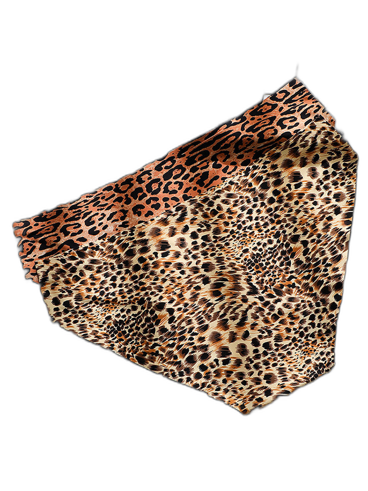 3 Pack ALLMIX Men's 3D Pouch Sexy Leopard Print Ice Silk Briefs