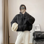 Cropped Cotton Puffer Jacket With A Stand-up Collar For Petite