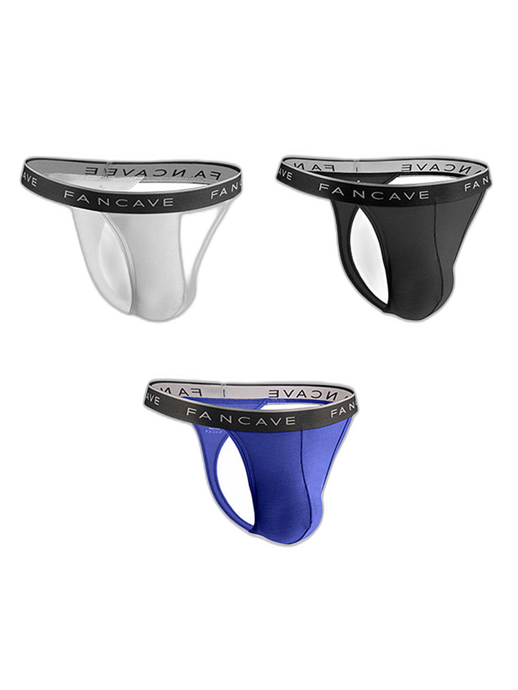 3 Pack Men's Modal U-Pouch Mid-Rise Thongs