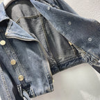 Fashion Denim Jacket Women's Retro High Waist Crop Top