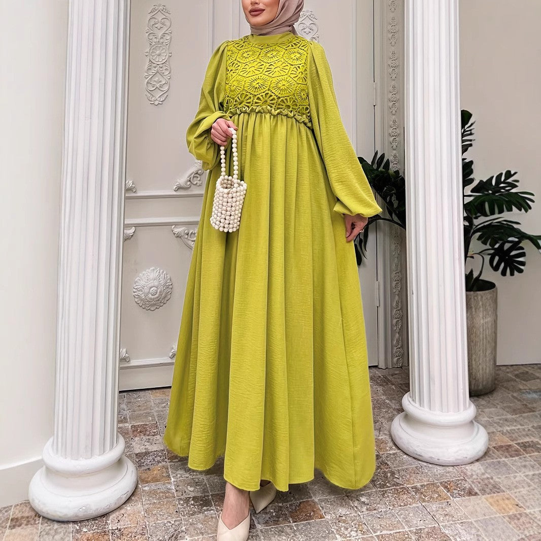 Solid-color Patchwork Fashionable And Elegant Women's Dress