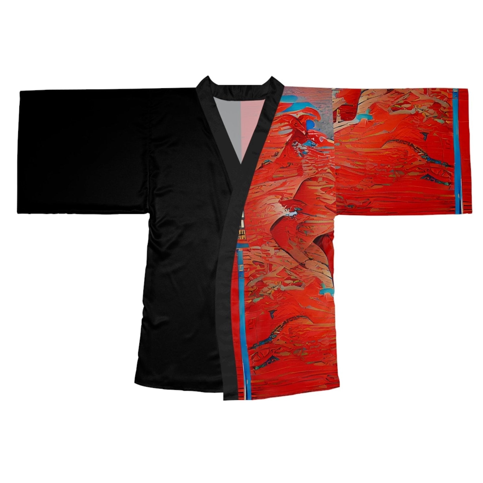 Half Black Half Hónghǎi - Womens Kimono Robe