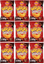 9 x Walkers Wotsits Giants Sweet & Spicy Snacks Crisps 130G