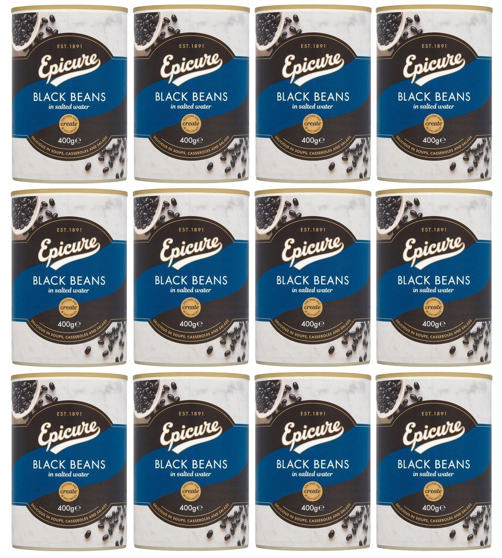12 x Epicure Black Beans In Salted Water 400G