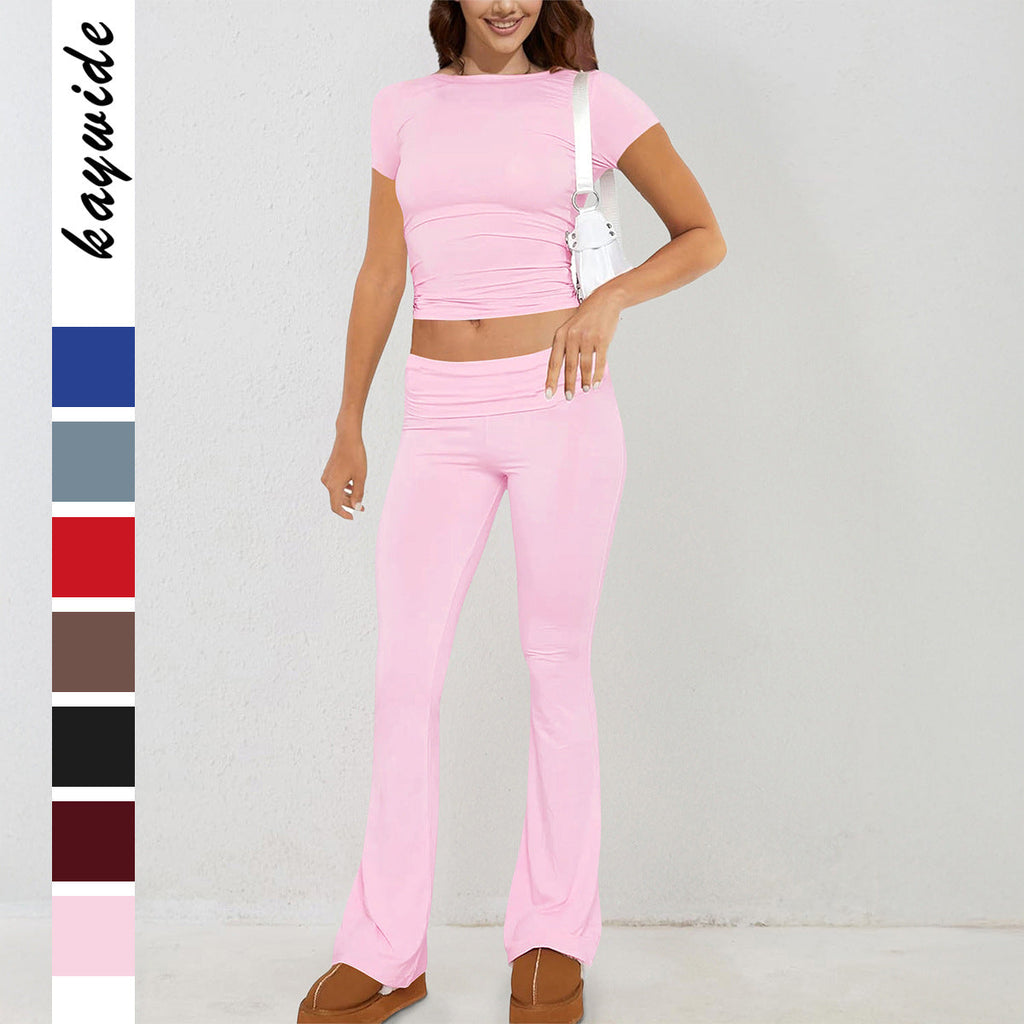 European And American-style Sporty Short-sleeve T-shirt And Long Pants Two-piece Women's Outfit