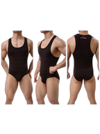 Mens Sexy Sheer Mesh Wrestling Bodysuit