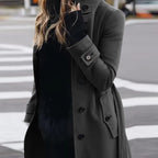 Women's Luxury Woolen Coat - Slim Fit Stand Collar Cardigan | Premium Winter Outerwear