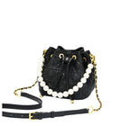 Cowhide Bucket Cloud Pearl Handbag