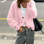 Fashionable Multi-color Sweater With Long Sleeves And Buttons For Women