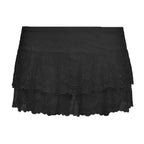 Stretchy Double-layer Lace Figure-flattering Dance Mini Skirt