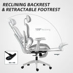 HOMCOM Multi-Adjustable Mesh Office Chair - Grey and White