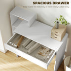 HOMCOM Desk with Storage, Computer Desk with 3 Open Shelves and Drawer, Workstation, Computer Table, White