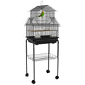 PawHut Metal Bird Cage with Plastic Swing, Perch, Food Container, Tray, Handle, for Finches, Canaries, Budgies, 43.5 x 33 x 121