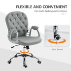 Vinsetto Office Chair Ergonomic 360\'c2\'b0 Swivel PU Diamante Padded Base 5 Castor Wheels for Home Work Grey
