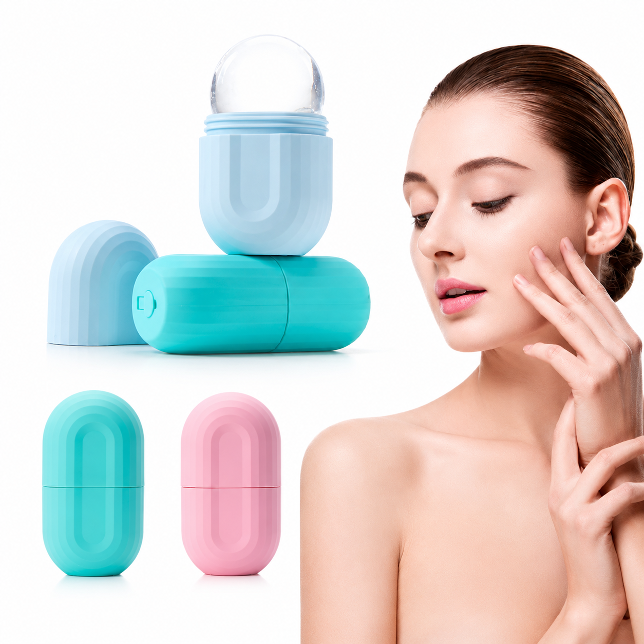 Ice Roller for Face & Skin Care – Reusable Facial Ice Roller for Puffiness, Dark Circles & Glowing Skin