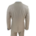 AK-23 - Men Tweed 3 Piece Suit Tan Oak Double Breasted Wedding