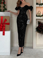 Black Sequin Sleeveless Dress