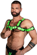 ruff GEAR Bold Leather Bulldog Harness Neon Green
