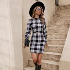 Fashion Lantern Sleeve Printed Tight Dress